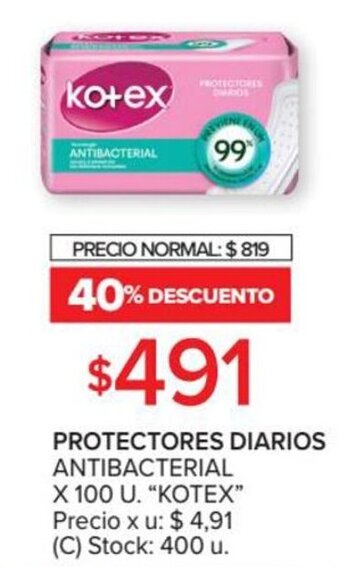 Carrefour Market Kotex Protectores Diarios Antibacterial x 100 U oferta