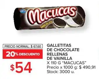 Carrefour Market Macucas Galletitas De Chocolate Rellenas De Vainilla x 110g oferta