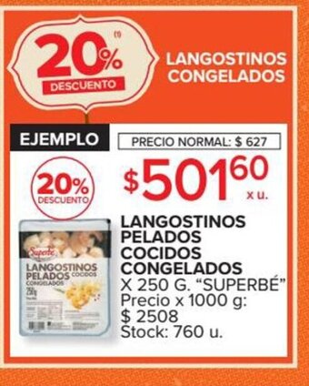 Carrefour Market Superbé Langostinos Pelados Cocidos Congelados x 250 G oferta