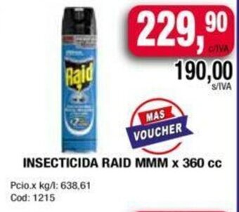 Maxiconsumo Insecticida Raid MMM x 360cc oferta