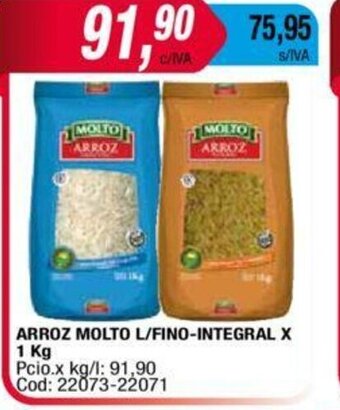 Maxiconsumo Arroz Molto L/Fino-Integral x 1kg oferta