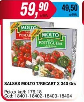 Maxiconsumo Salsas Molto T/Recart x 340grs oferta