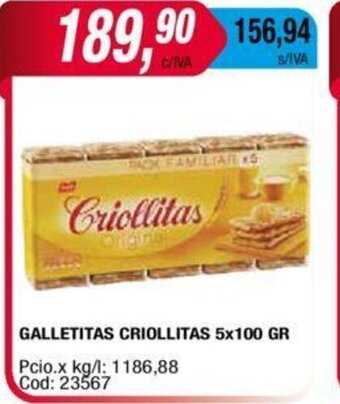 Maxiconsumo Galletitas Criollitas 5x100gr oferta