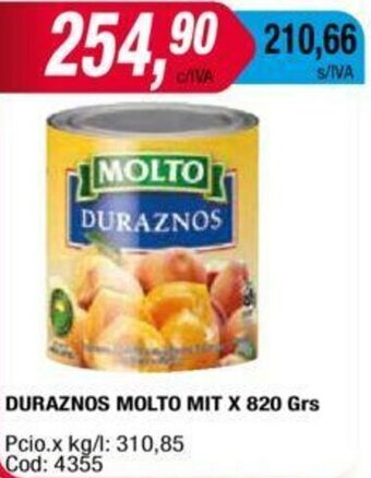 Maxiconsumo Duraznos Molto Mit x 820grs oferta