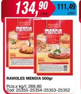Maxiconsumo Ravioles Mendia 500gr oferta