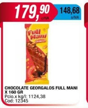 Maxiconsumo Chocolate Georgalos Full Mani x 160 gr oferta