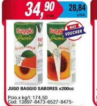 Maxiconsumo Jugo Baggio Sabores x 200cc oferta