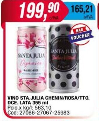 Maxiconsumo Vino Sta. Julia Chenin/Rosa/Tto. DCE. Lata 355 ml oferta