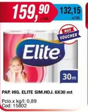 Maxiconsumo Elite Pap.Hig. Sim.Hoj.6x30 mt oferta