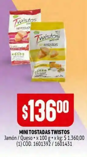 Makro Mini tostadas twistos 100g oferta