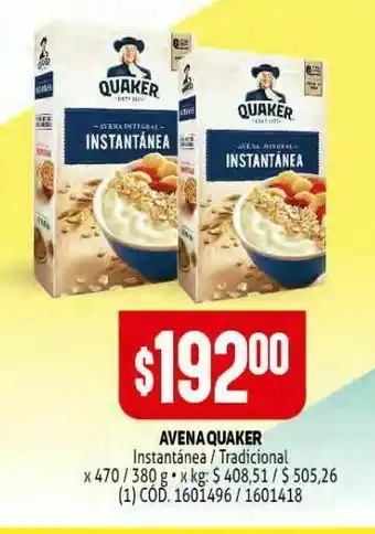 Makro Avena quaker 380/470g oferta