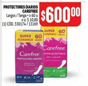 Makro Protectores femeninos carefree 60u oferta