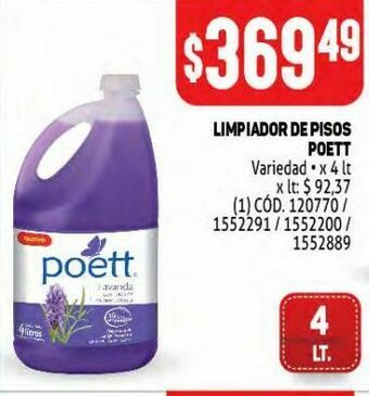Makro Limpiador de pisos poett 4lt oferta