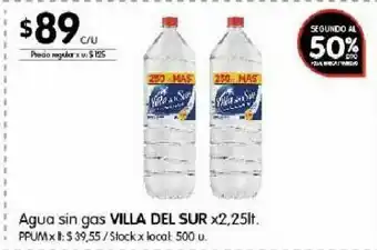 Disco Agua sin gas villa del sur 2.25l oferta