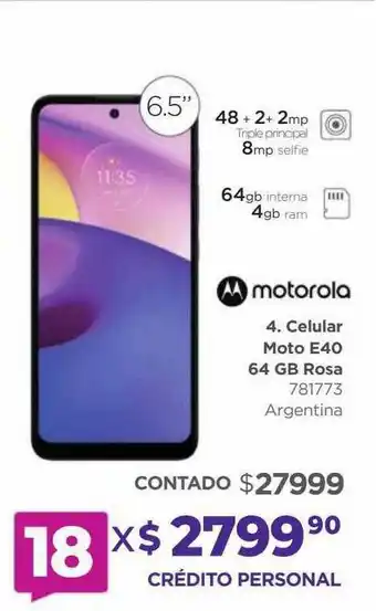 Frávega Motorola Celular Moto E40 65 Gb Rosa oferta