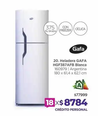 Frávega Heladera Gafa Hgf387 Afb Blanca oferta