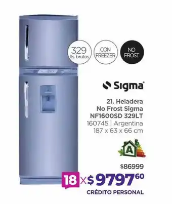 Frávega Heladera No Frost Sigma Nf1600sd 329lt oferta