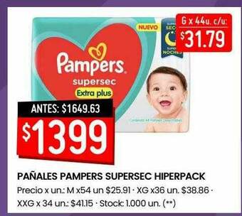 Changomas Pañales Pampers Supersec Hiperpack oferta