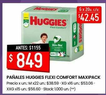 Changomas Pañales Huggies Flexi Comfort Maxipack oferta