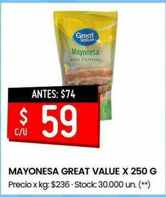 Changomas Mayonesa Great Value oferta