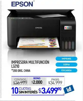 La Anonima Impresora Multifunción L3210 Epson oferta