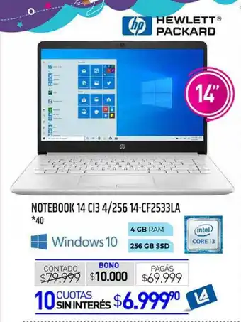 La Anonima Notebook 14 Ci3 4 256 14-cf2533la oferta