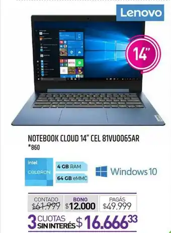 La Anonima Notebook Cloud 14 oferta