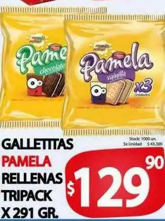 Supermercados Becerra Galletitas Pamela Rellenas Tripack oferta