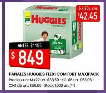 Walmart Pañales Huggies Flexi Comfort Maxipack oferta
