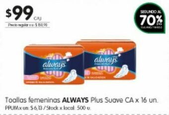 Jumbo Toallas femeninas always 16u oferta