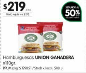 Hamburguesas union ganadera 110g