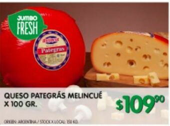 Jumbo Queso pategrás melincue 100g oferta