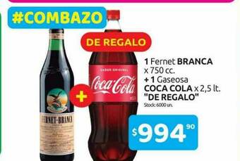 Cordiez 1 Fernet Branca + 1 Gaseosa Coca Cola oferta