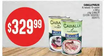 Caballa Puglisi Al Natural En Aceite