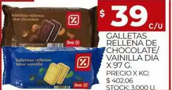 Supermercados DIA Galletas Rellena De Chocolate Vainilla Dia oferta