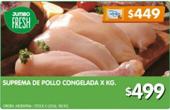 Jumbo Suprema de pollo congelada x kg oferta