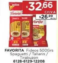 Hipermay Favorita Fideos Spaguetti / Tallarin / Tirabuzon 500grs oferta