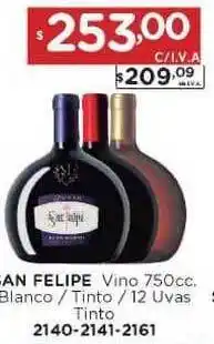 Hipermay San Felipe Vino Blanco / Tinto / 12 Uvas Tinto 750cc oferta