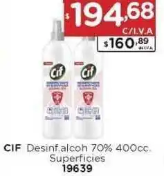 Hipermay Cif Desinf. Alcoh 70% Superficies 400cc. oferta