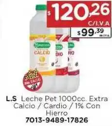La Serenisima Leche Pet Extra Calcio / Cardio / 1% Con Hierro 1000cc.