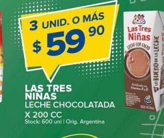 Carrefour Maxi Leche chocolatada las tres niñas 200cc oferta