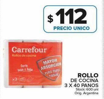 Carrefour Maxi Rollo de cocina 3 x 40 paños oferta