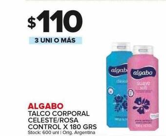 Carrefour Maxi Algabo Talco Corporal Celeste Rosa Control oferta