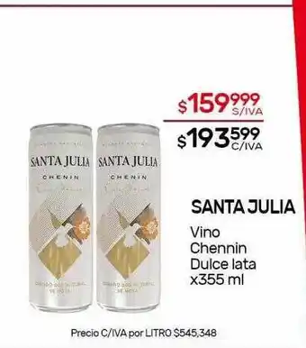 Nini Mayorista Santa Julia Vino Chennin Dulce oferta