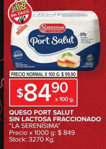 Carrefour Market Queso Port Salut Sin Lactosa Fraccionado oferta