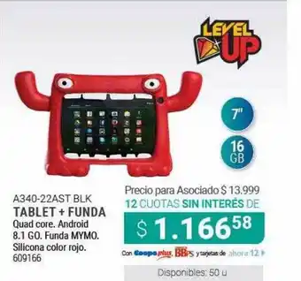 Cooperativa Obrera A340-22ast Blk Tablet + Funda Level Up oferta