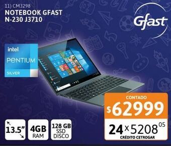Cetrogar Notebook gfast n-230 i4120w pentium j3710 4gb 128ssd gris oscuro oferta