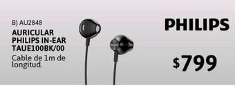 Cetrogar Auricular philips in-ear taue100bk/00 oferta