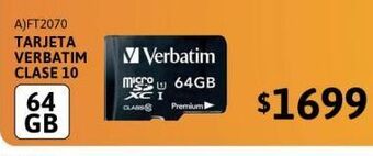 Tarjeta verbatim clase 10 microsd 64gb