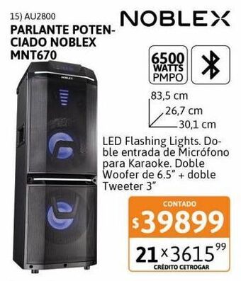 Minicomponente noblex mnt670 6500w pmpo
